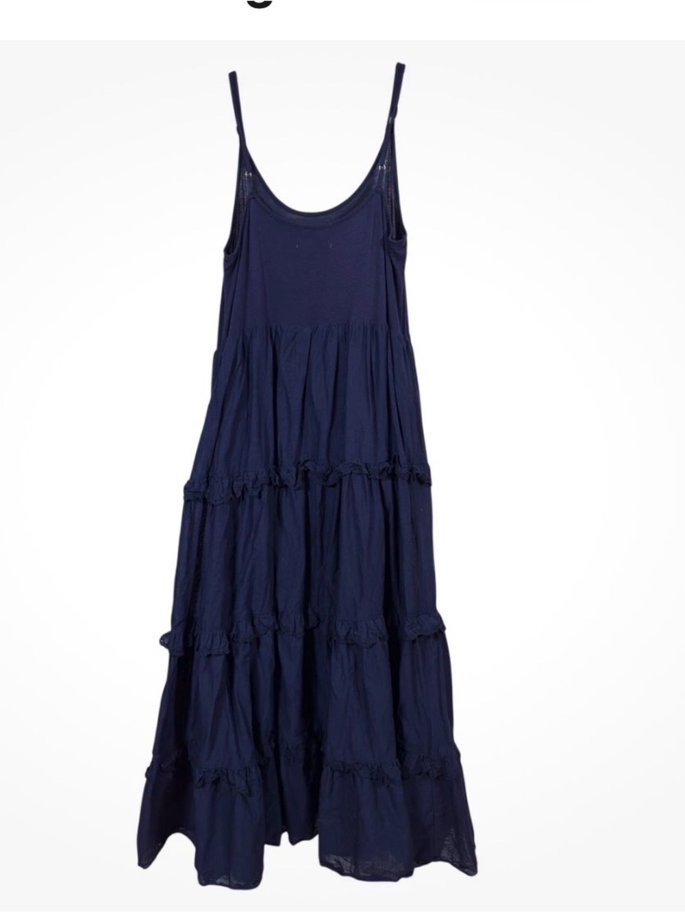 Anthropologie navy blue tiered tank maxi dress M petite - Picture 6 of 8